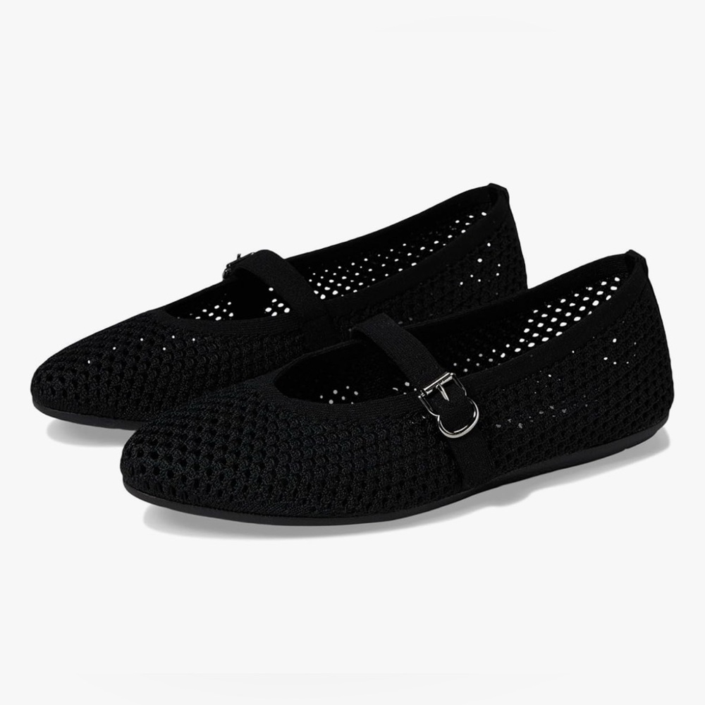 Womens Skechers Black Mesh Memory Foam Ballet Flats Sz 11